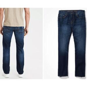 American Eagle Original Straight 100% Cotton Men's Jeans Whisker Wash 29 x 30